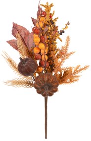 Őszi mesterséges ág Tök, levelek és bogyók barna,3 5 cm