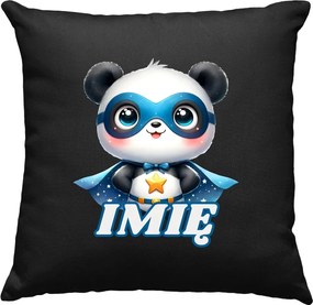Gyerek párna Panda Hős +Név Fekete
