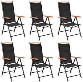 vidaXL 6 db fekete összecsukható textilén kerti szék