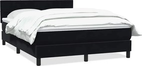 vidaXL fekete bársony rugós ágy matraccal 160x210 cm