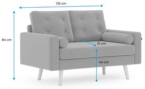 MANDI VELVET szürke 2 személyes kanapé
