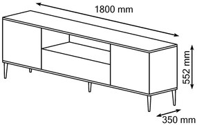 TV ÁLLVÁNY 180CM, KASHMIR SZÍNŰ, ARANY LÁBAKKAL, PETRA 2D1S