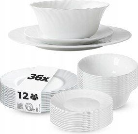 Étkészlet Tányér Készlet 36db-OS Tányér Szett Étkészlet Fehér