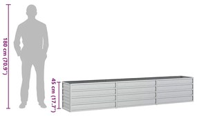 ezüstszínű horganyzott acél kerti magaságyás 240 x 40 x 45 cm