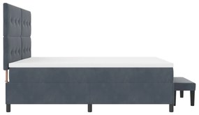 Box Spring ágy matraccal és paddal Sötétszürke 200x200 cm Bársonyos