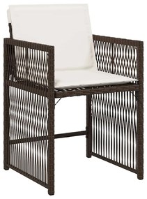 4 db barna polyrattan kerti szék párnával