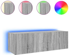 vidaXL szürke sonoma színű fali TV-szekrény LED-ekkel 100 x 35 x 31 cm