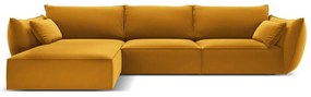 Mustársárga bársony sarokkanapé (bal oldali-heverő résszel) Vanda – Mazzini Sofas