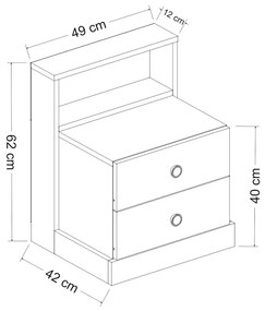 Éjjeliszekrény Nilili 3 (fehér). 1094434