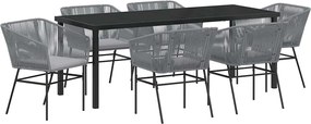 vidaXL Kert étkező szett párnával 7 pcs Szürke Porszórt acél