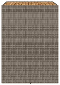 szürke polyrattan kerti bárasztal akácfa lappal 105x80x110 cm