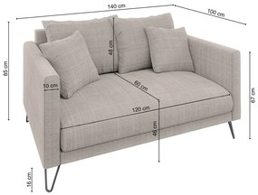 Világosbarna zsenília kanapé 140 cm Freya – Ropez