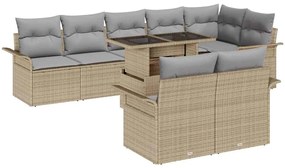 vidaXL Kerti Kanapé Szett párnával tárolóval 9 pcs Bézs Poli rattan