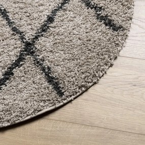 PAMPLONA bézs és antracit bolyhos modern szőnyeg Ø 240 cm