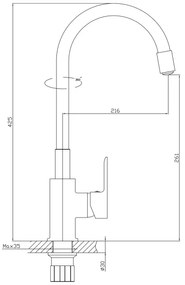 Aqualine - Mosogató csap rugalmas karral LORE matt fekete