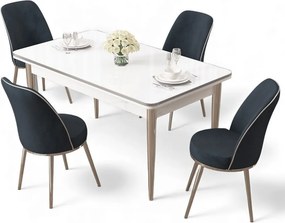Rewa étkezőgarnitúra, fehér-króm, 110 cm – TR240CHR3043