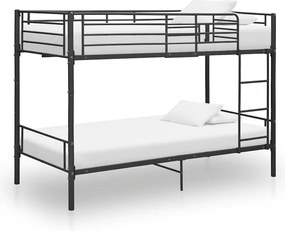 vidaXL fekete fém emeletes ágy 90 x 200 cm