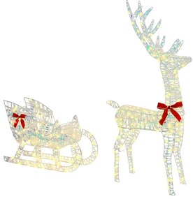 Rénszarvas húzta szán Meleg fehér 70 x 26 x 128.5 cm PET