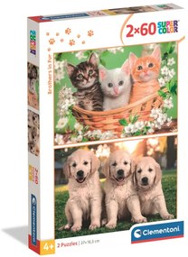 Állatos Brothers in Fur 2x60 db-os puzzle Clementoni