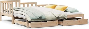 vidaXL kihúzható heverő fiókokkal matrac nélkül 90 x 200 cm