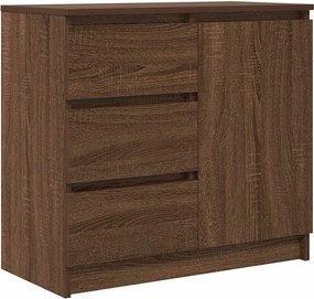 vidaXL barna tölgy szerelt fa tálalószekrény fiókos 71x35x65 cm
