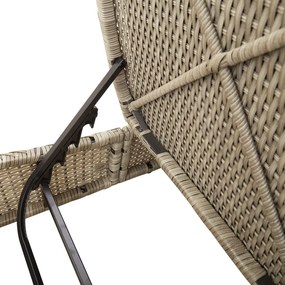 világosszürke polyrattan dupla napozóágy párnával