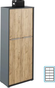 Polc szekrény, grafit/tölgyfa artisan, RIOMA NEW TYP 07