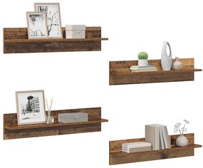 vidaXL Falpolcok polcokkal 4 pcs Öreg fa 80 x 11,5 x 18 cm Faanyag
