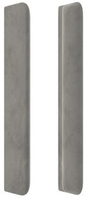 világosszürke bársony LED-es fejtámla 147x16x118/128 cm