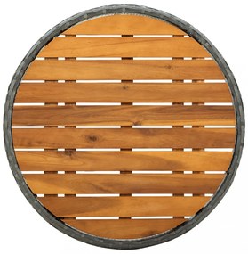 szürke polyrattan és tömör akácfa teázóasztal 60 cm