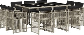 vidaXL 11 részes világosszürke polyrattan kerti ülőgarnitúra párnákkal