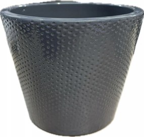 Virágcserép kerámia szürke grafit kerek fedél