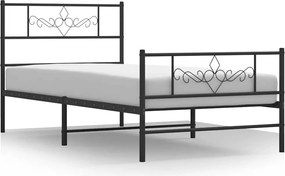 vidaXL fekete fém ágykeret fej- és lábtámlával 100 x 190 cm