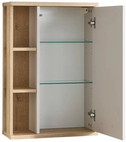 Krémszínű fali fürdőszoba szekrény tölgyfa dekorral 50,5x74,5 cm Quickset 966 – Pelipal
