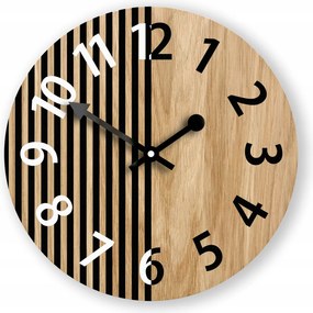 Falióra Modern Fa Csendes mechanizmussal Kerek Robusztus