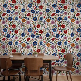 Fotótapéta - Virágok kék-pirosban (147x102 cm)