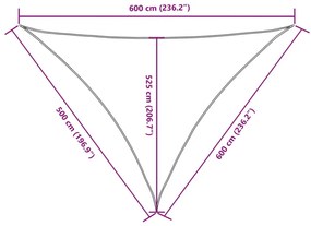 kék háromszög alakú oxford-szövet napvitorla 5 x 6 x 6 m
