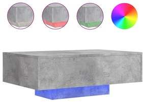 Betonszürke dohányzóasztal LED-lámpákkal 85 x 55 x 31 cm