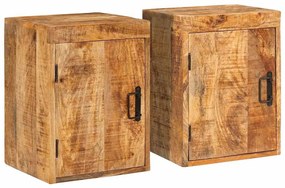 Éjjeli asztal 2 pcs Barna 35 x 33 x 48 cm Tömör Mangófát