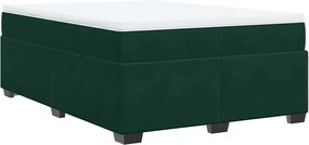 vidaXL sötétzöld bársony rugós ágy matraccal 140x190 cm