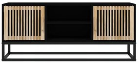 fekete szerelt fa és vas TV-szekrény 105 x 30 x 45 cm