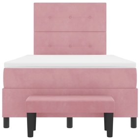 Boxspring Ágy Matrac és Pad Rózsaszín 120x200 cm Bársony