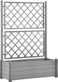 vidaXL kőszürke polipropilén rácsos kerti ültetőláda 100 x 43 x 142 cm