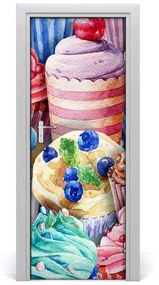 Ajtó tapéta színes muffin 85x205 cm