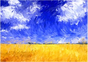 Kép - olajfestmény, arany mező (üvegen) (70x50 cm)