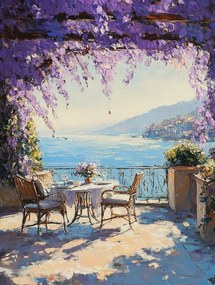 Canvas Vászonkép Mediterrán Tájkép Terasz Tenger Wisteria 60x80