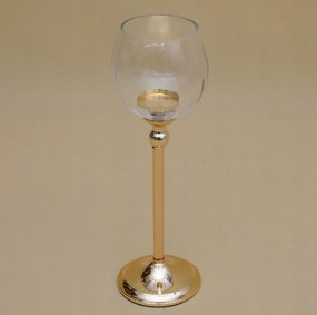 Gyertyatartó kehely Glamour retro arany stílusos üveg lakberendezés