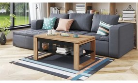 NEA konferencia asztal emelhető lappal és polccal, craft tölgy/fekete