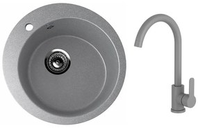 Ulgran U-405-342 Gránit Mosogatótálca és Gamma DECO Mosogató Csaptelep Szett - Matt szürke