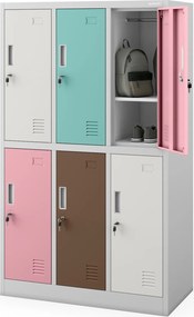 Iskolai szekrény szürke-pasztell: 6 rekeszes IGOREK, 900 x 1500 x 450 mm